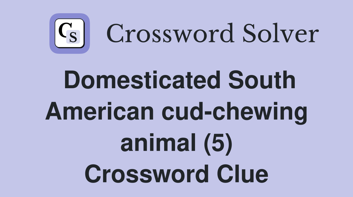 Domesticated South American cud-chewing animal (5) - Crossword Clue